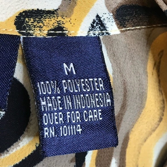 Kaleidoscope Sleeveless Blouse Womens Size M Brown Gold Tie‎ Neck Side Zipper - Picture 9 of 10